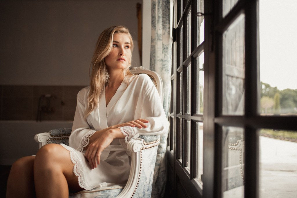 Peignoir Louis en soie en dentelle macramé