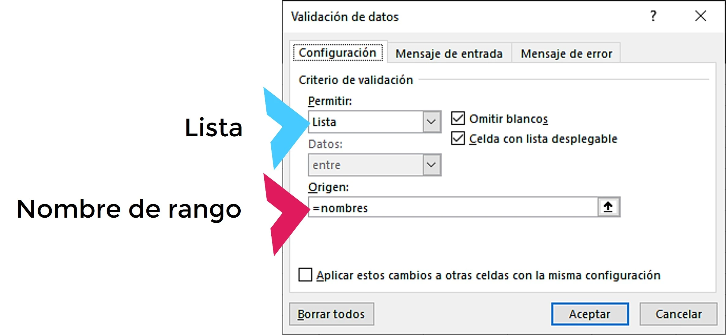 Ventana de Validación de datos en Microsoft Excel | Xyclos