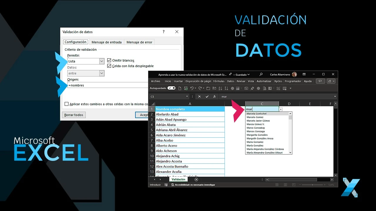 Validación de datos usando Listas | Data validation using Lists in Microsoft Excel | Xyclos