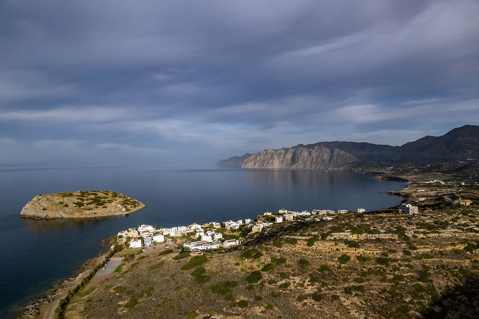 Coastal view of Mochlos Crete, home of the furniture maker.
