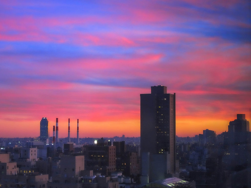 Setting sunlight sky over to Queens #2, New York, NY