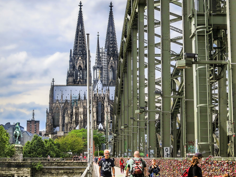 Cologne Cathedral from the rear & the love padlocks on the Hohenzollernbrücke, Cologne, Germany