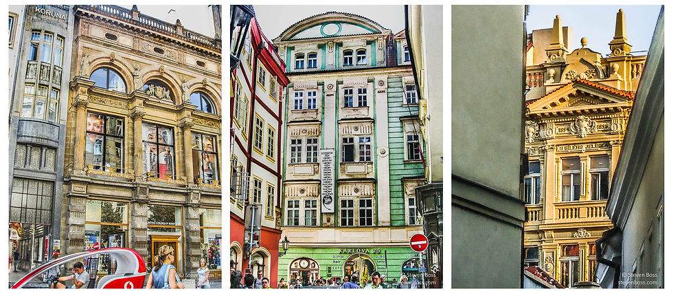 Façades around town #1, #2 & #3, Prague