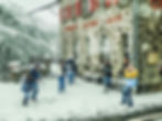 Their first snowball - tourists encounter snow for the first time as seen from the window of the Bernina Express, Poschiavo, Switzerland