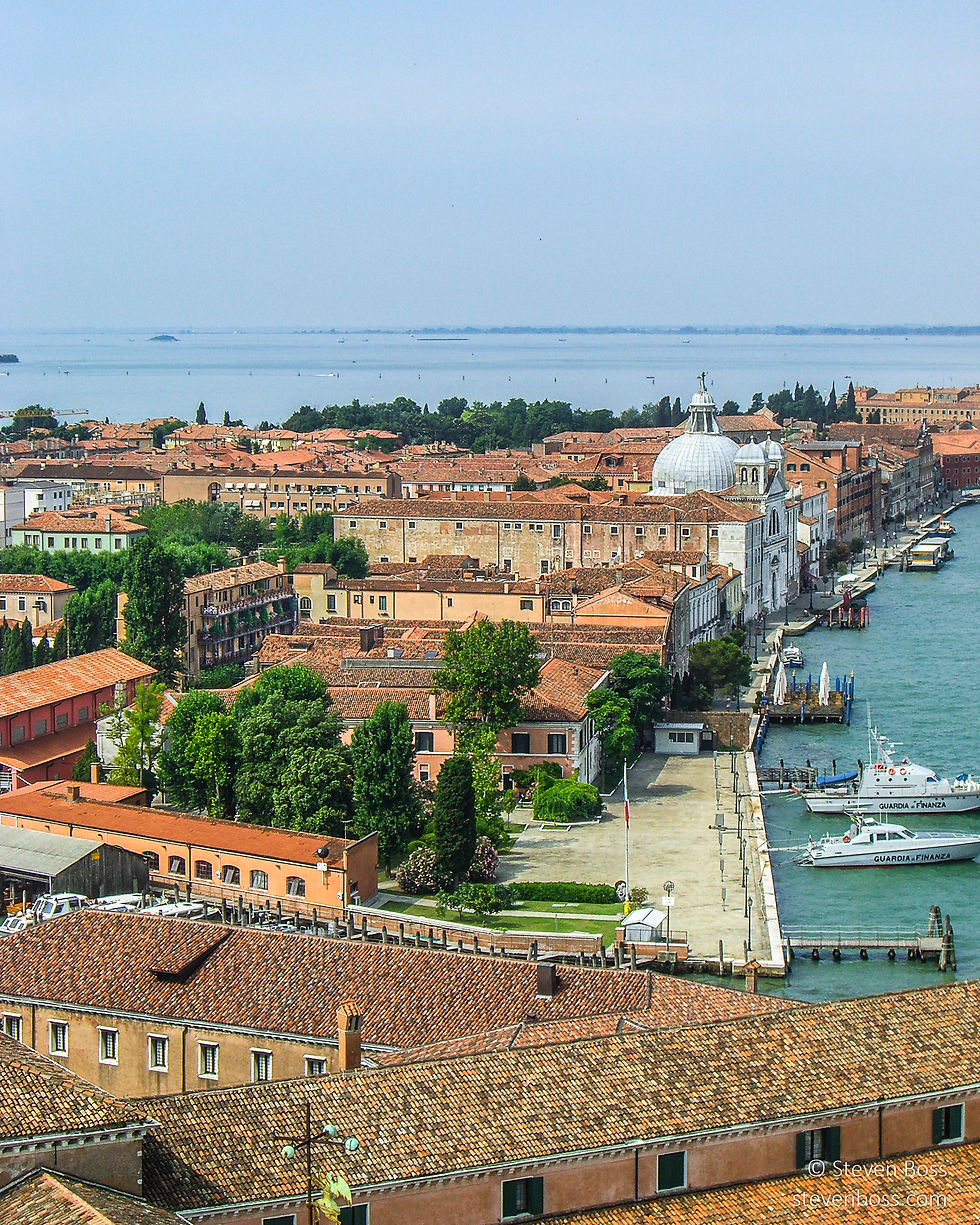 Giudecca along Canale della Giudecca & the lagoon beyond, Venice, Italy