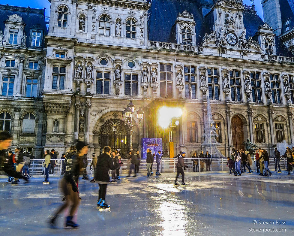 Ice skating in front of the Hôtel de Ville #1, Paris, France