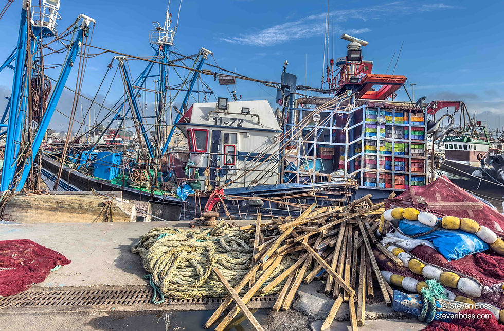 A docked fishing boat at the Port d'Essaouira , Essaouira