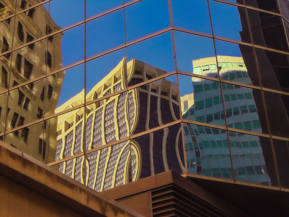 Reflection of 55 Water Street & 2 Broadway (on right), New York, NY