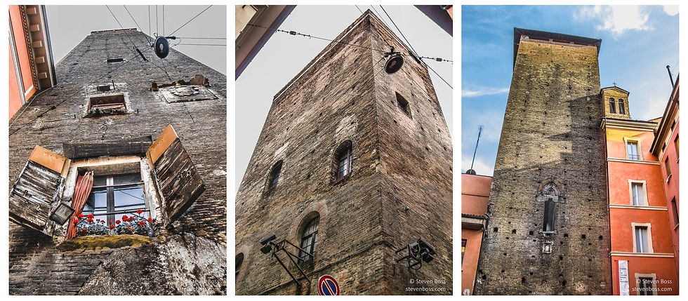 1. Torre Prendiparte o Coronata; 2. Torre Guidozagni; 3. Torre Galluzzi, Bologna