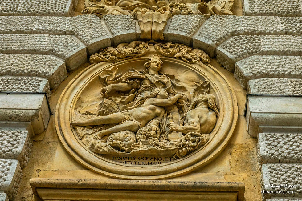 A bas-relief on the Porte du Peyrou (Arc de Triomphe), Montpellier, France