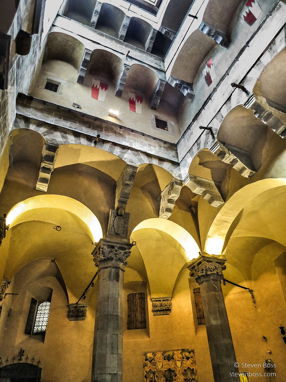 Palazzo Davanzati - an Escheresque view looking up at the arches, Firenze, Italy