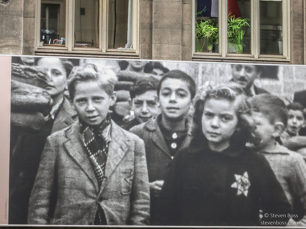 Hôtel de Ville - billboard for exhibit "Fusillé pour l'exemple - Les fantômes de la république", Paris, France