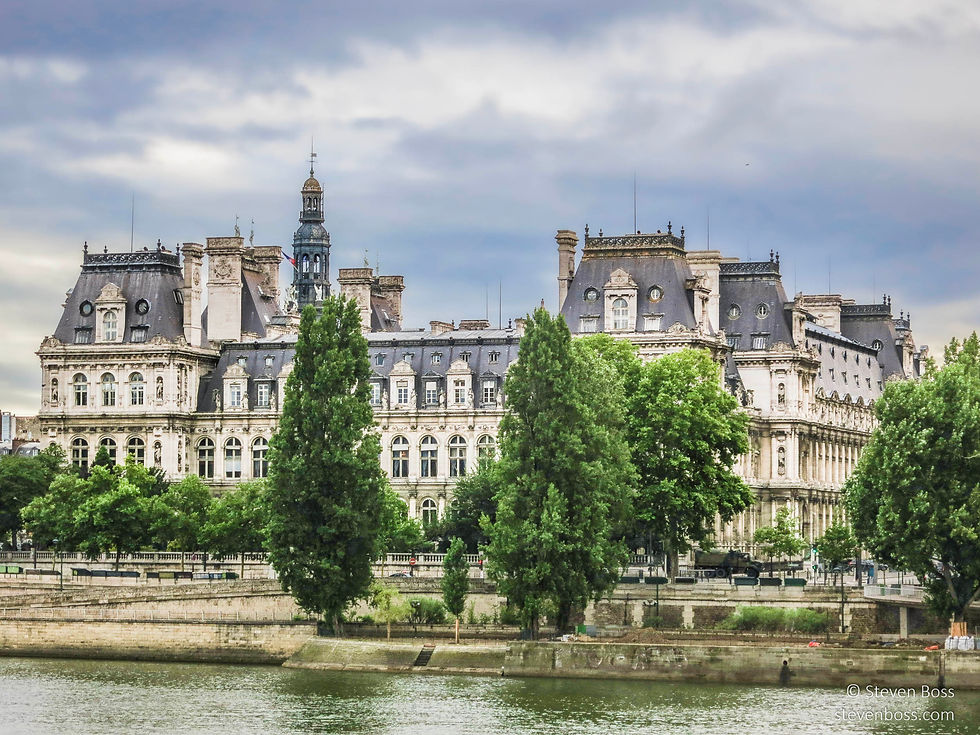 Hôtel de Ville - across the Seine on Bastille Day, Paris, France