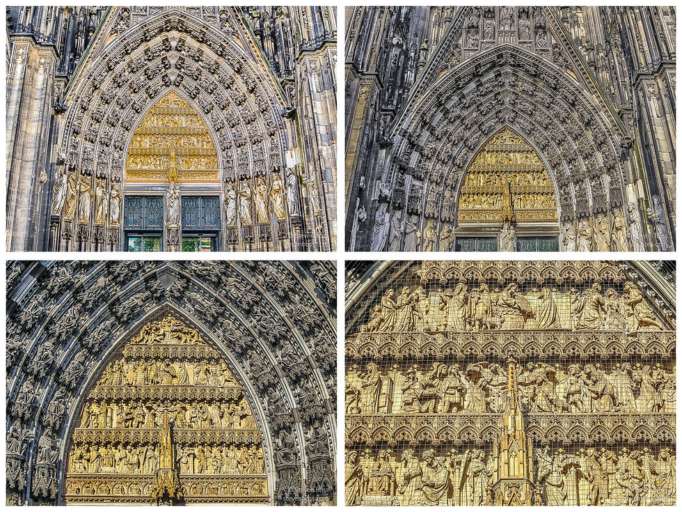 Cologne Cathedral - bas reliefs around & over the main entrance, Cologne, Germany