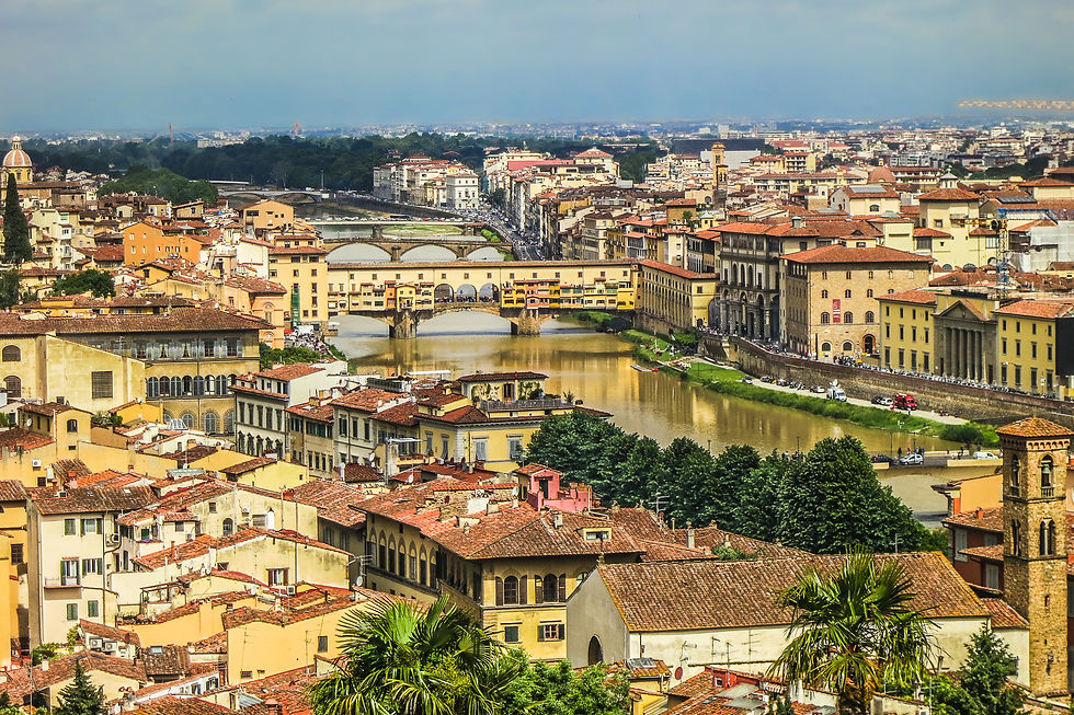 View down to the River Arno & the Ponte Vecchio #1, Firenze, Italy