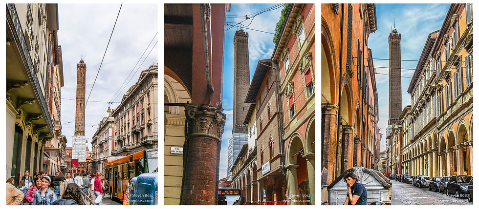 Torre degli Asinelli down the street #1, #2 & #3, Bologna