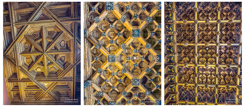 Palau Güell #8, #9 & #10 - coffered ceilings, Barcelona, Spain