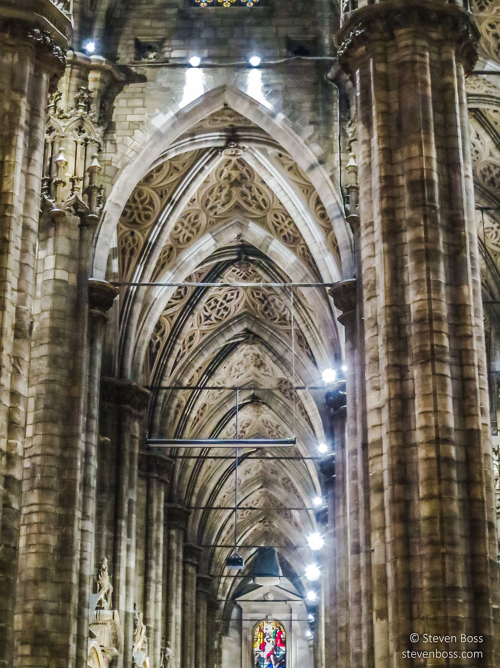 Milan Cathedral - columns & vaulted ceiling, Milan, Italy