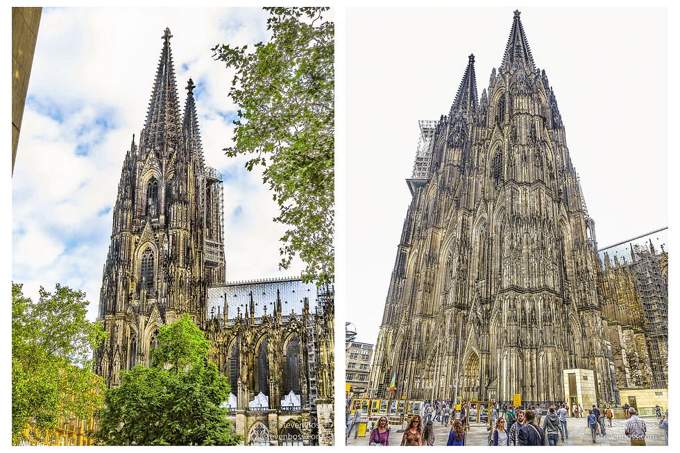 Cologne Cathedral - view of the: 1. south tower; 2. front façade #2 , Cologne, Germany