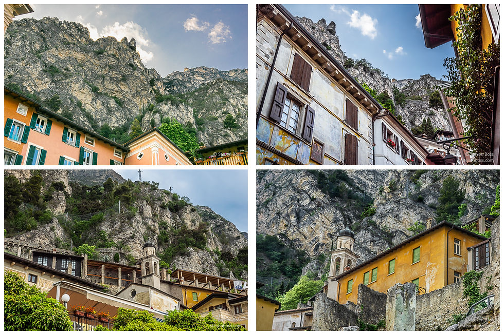 Looking up to the cliffs #1, #2, #3 & #4, Limone sul Garda