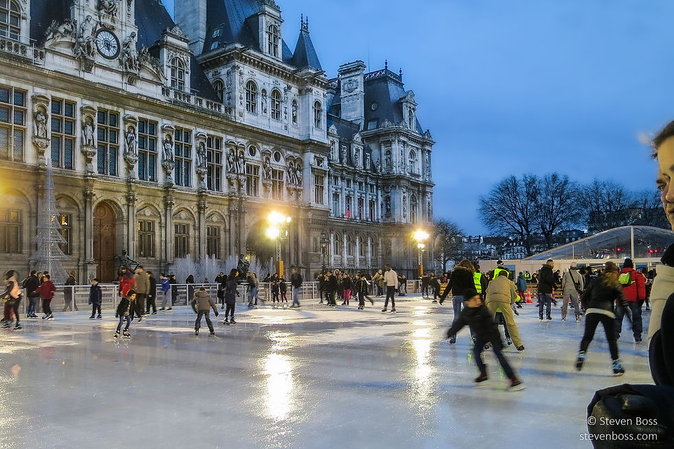 Ice skating in front of the Hôtel de Ville #2, Paris, France