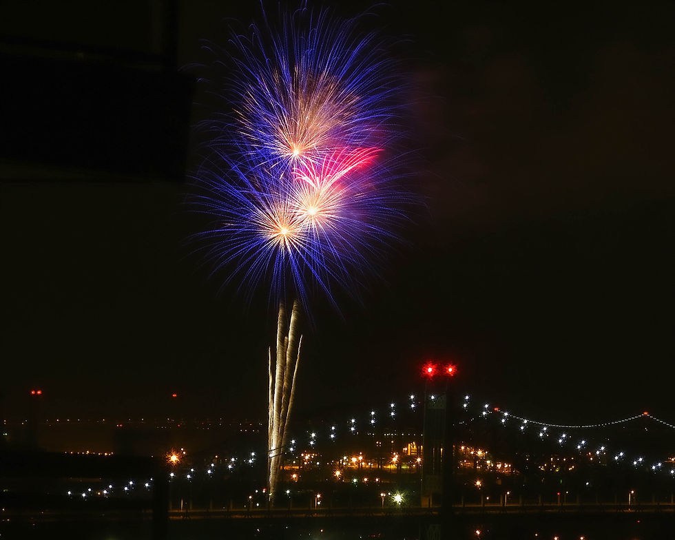 Fireworks over the Triborough Bridge, New York, NY