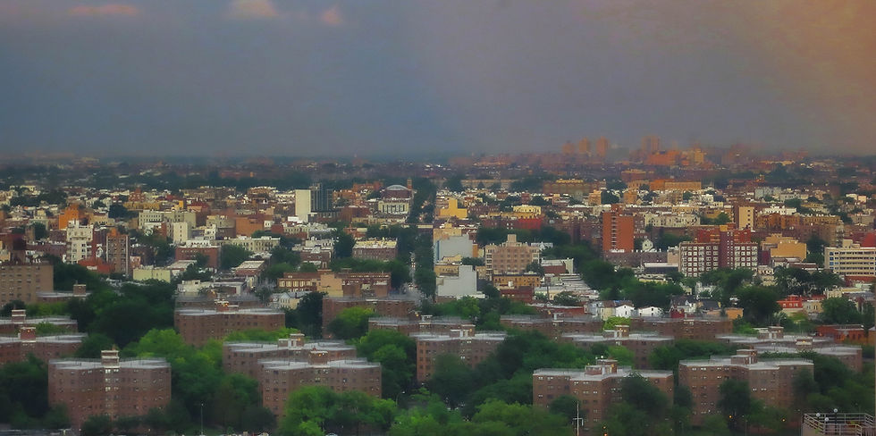 Painterly view out to Queens, New York, NY