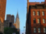 Chrysler Building & the red brick of 341 East 43rd Street in early morning sun, New York, NY