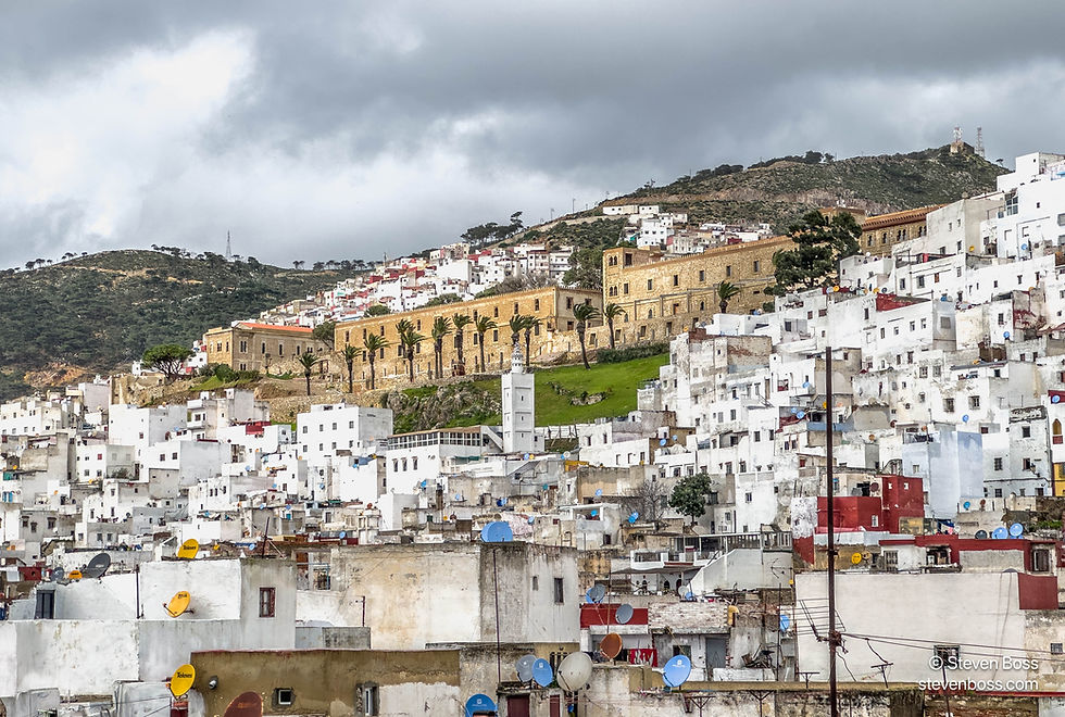 Looking over the roofs up the hill to the Kasbah area #1, Tetouan