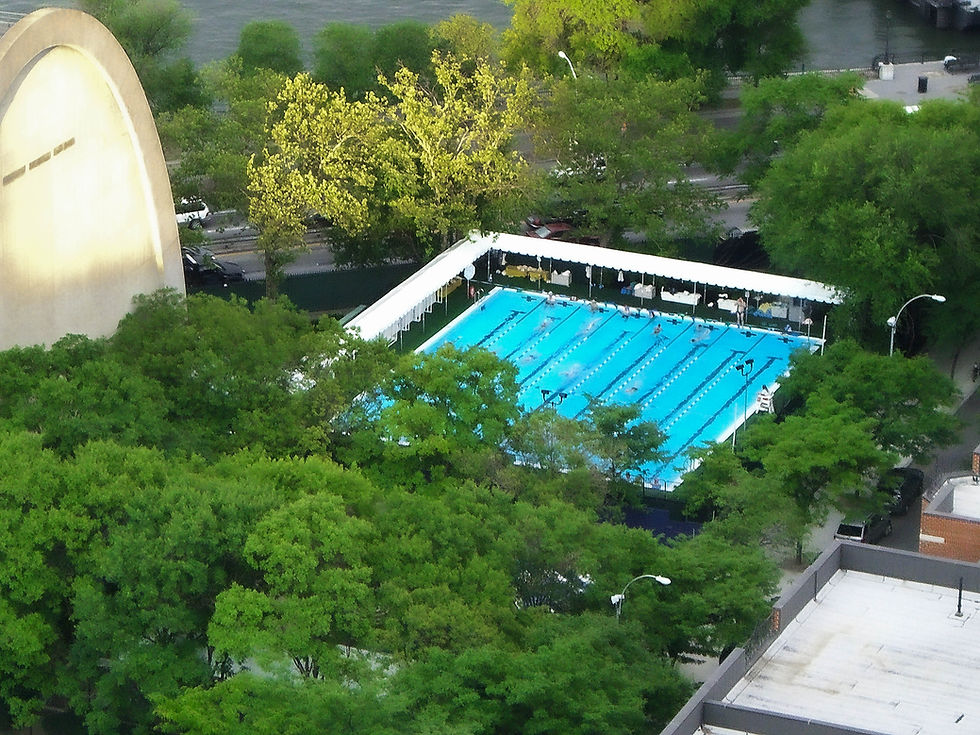 The old swimming hole (though only temporary) at Asphalt Green, New York, NY