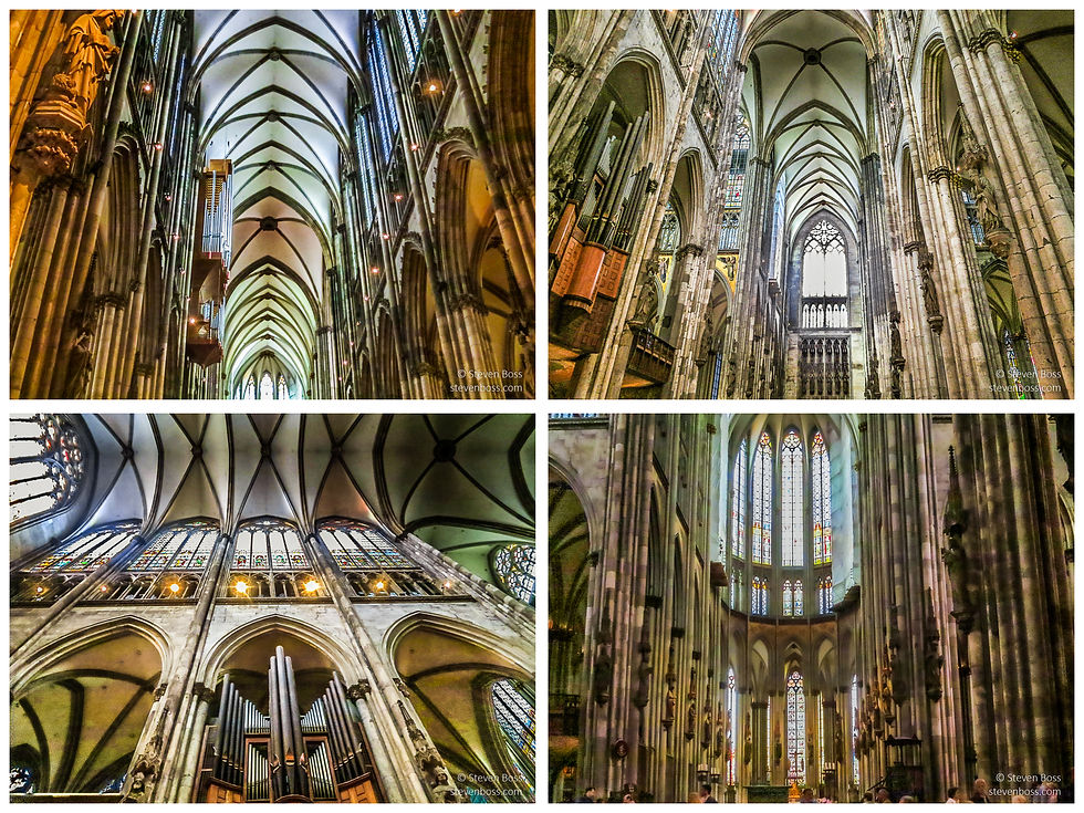 Cologne Cathedral - looking up in the nave #1, #2 & #3; an impressionistic view of the apse, Cologne, Germany
