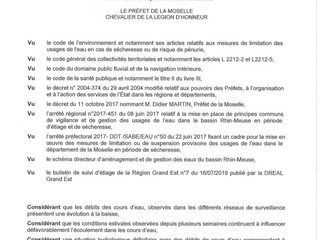 Sècheresse : Arrêté préfectoral