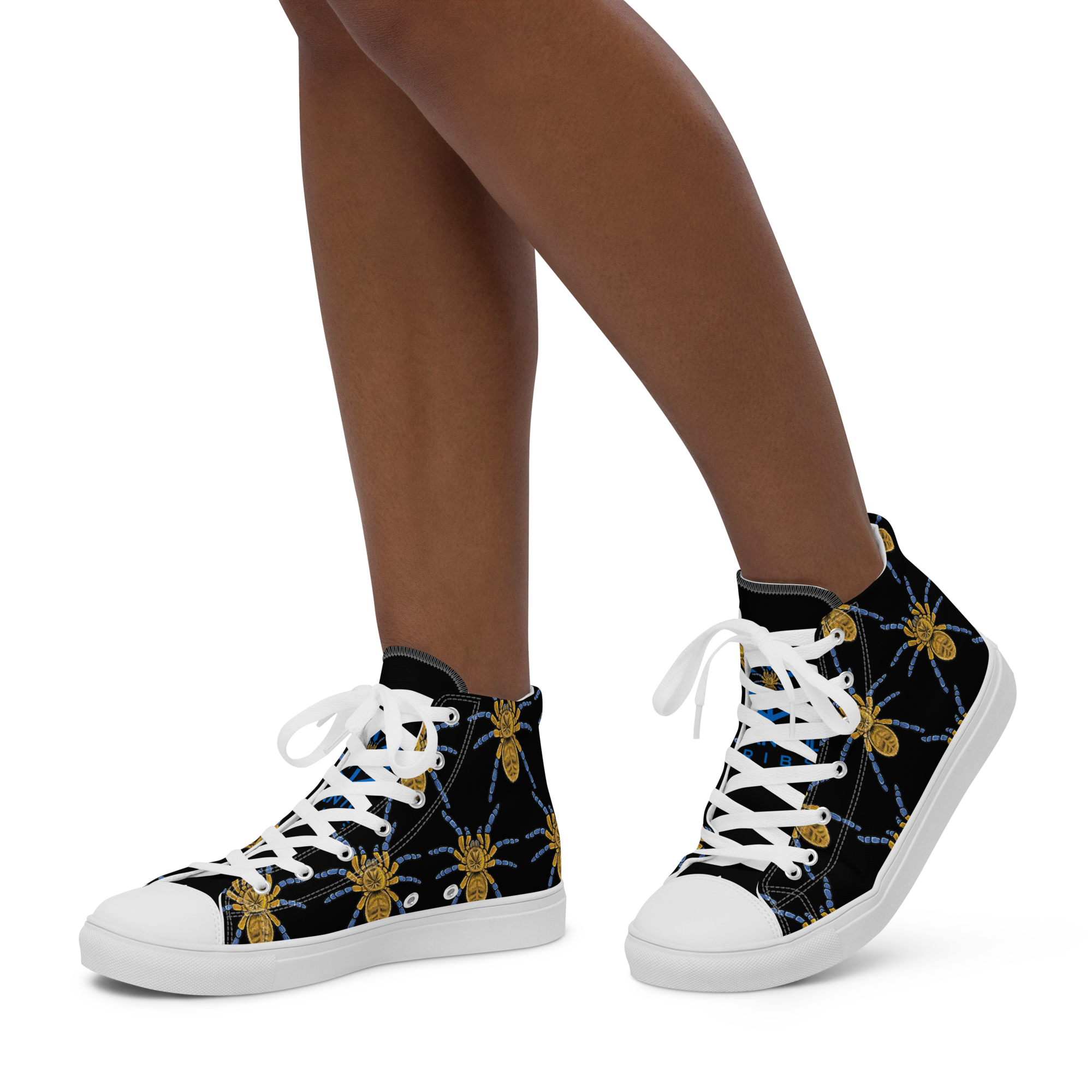 Golden Blue Leg Baboon Women’s high top canvas shoes