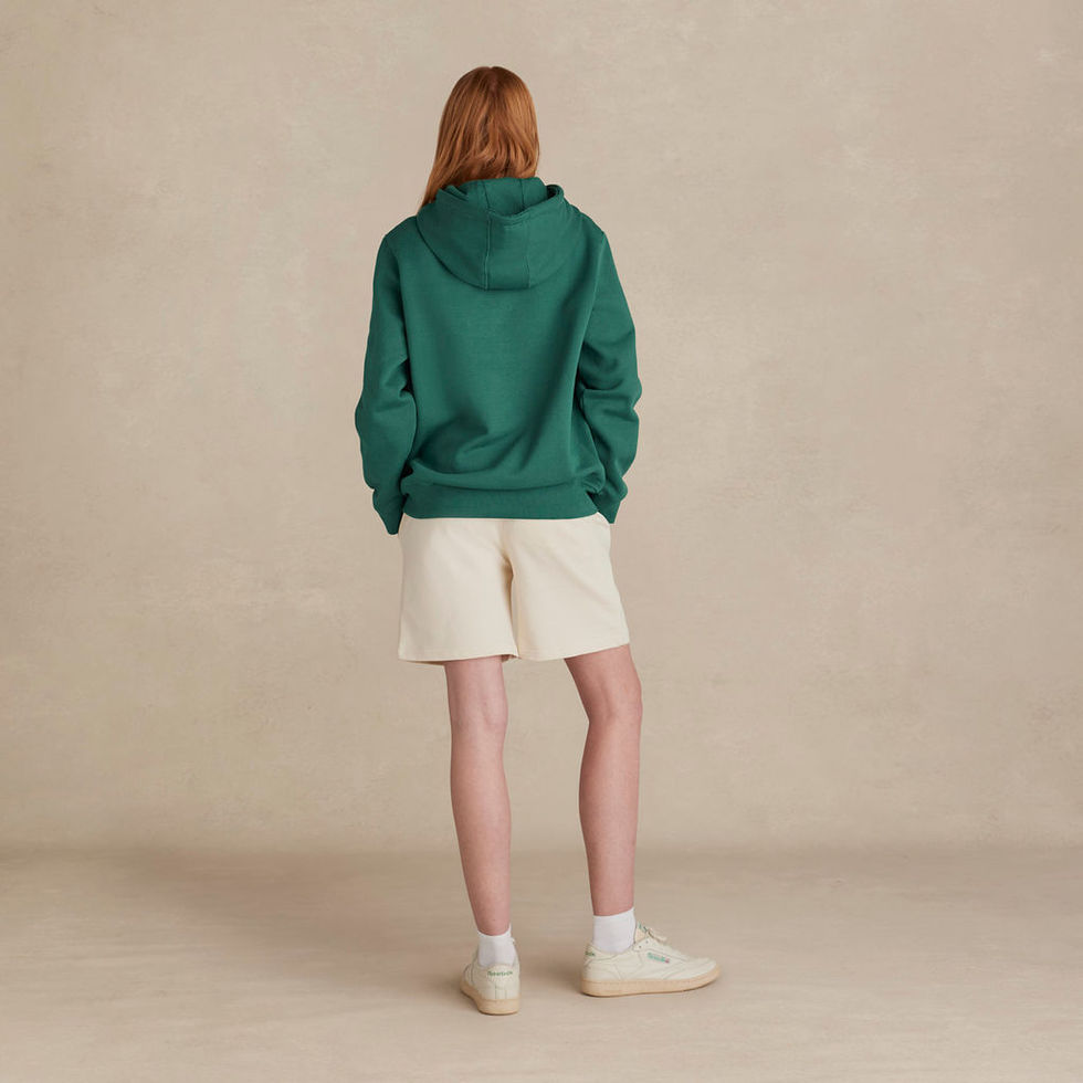 Woman wearing BayBerry Heavyweight Organic Brushed Unisex Hood by Kofa Goods