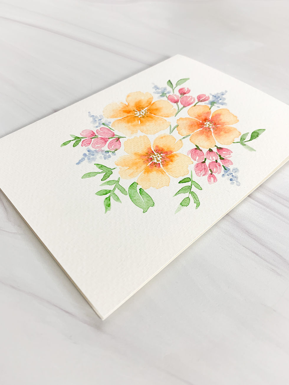 Thumbnail: Watercolor Yellow and Pink Flowers Card