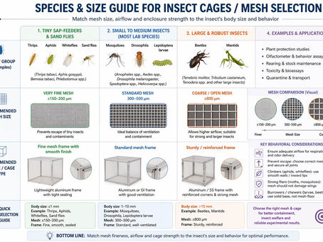 Insect rearing cage selection guide