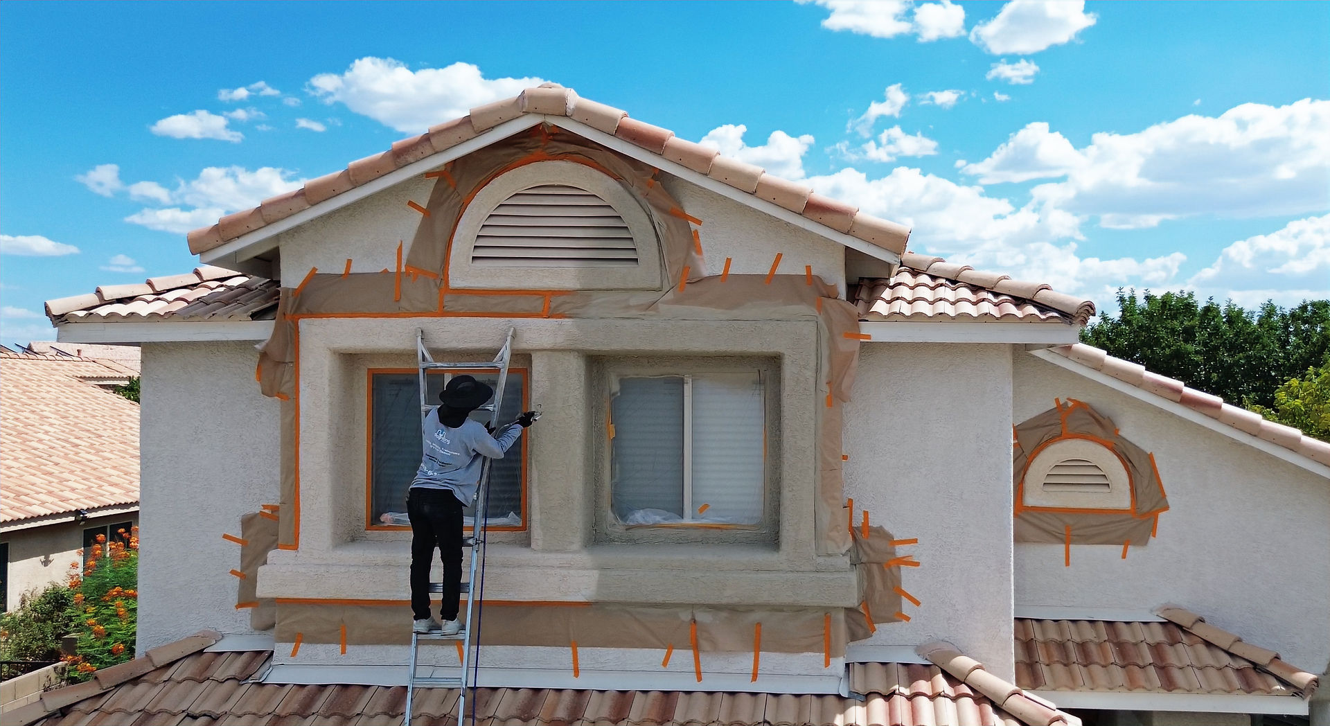 Close-up of trim painting on Arizona house