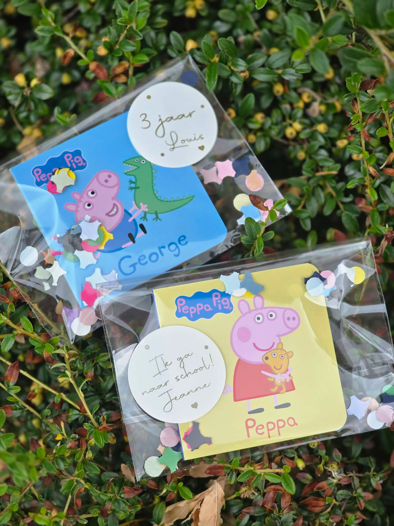 traktatie Peppa Big/George boekje met naamsticker