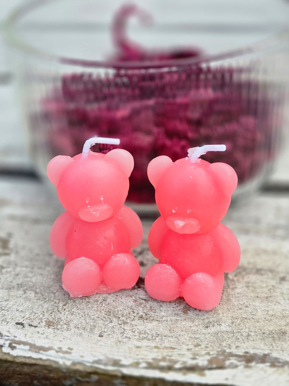 Thumbnail: Glazen ribbelpot: Mijn juf is bere-lief + 2 mini bere-kaarsjes