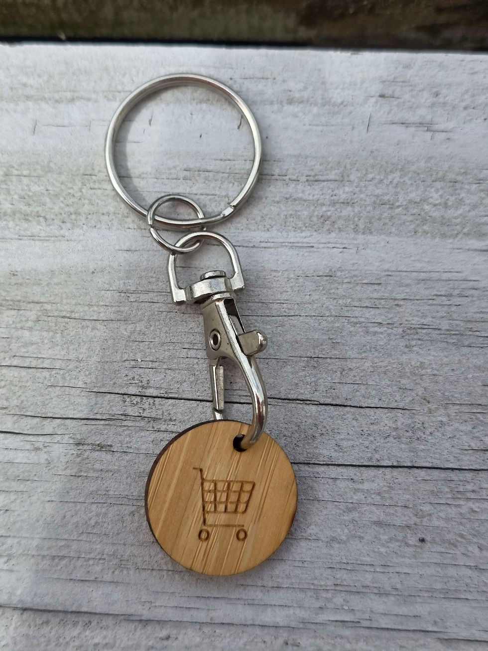 Thumbnail: Houten winkelwagen muntjes met eigen naam/logo/... PER 5 stuks