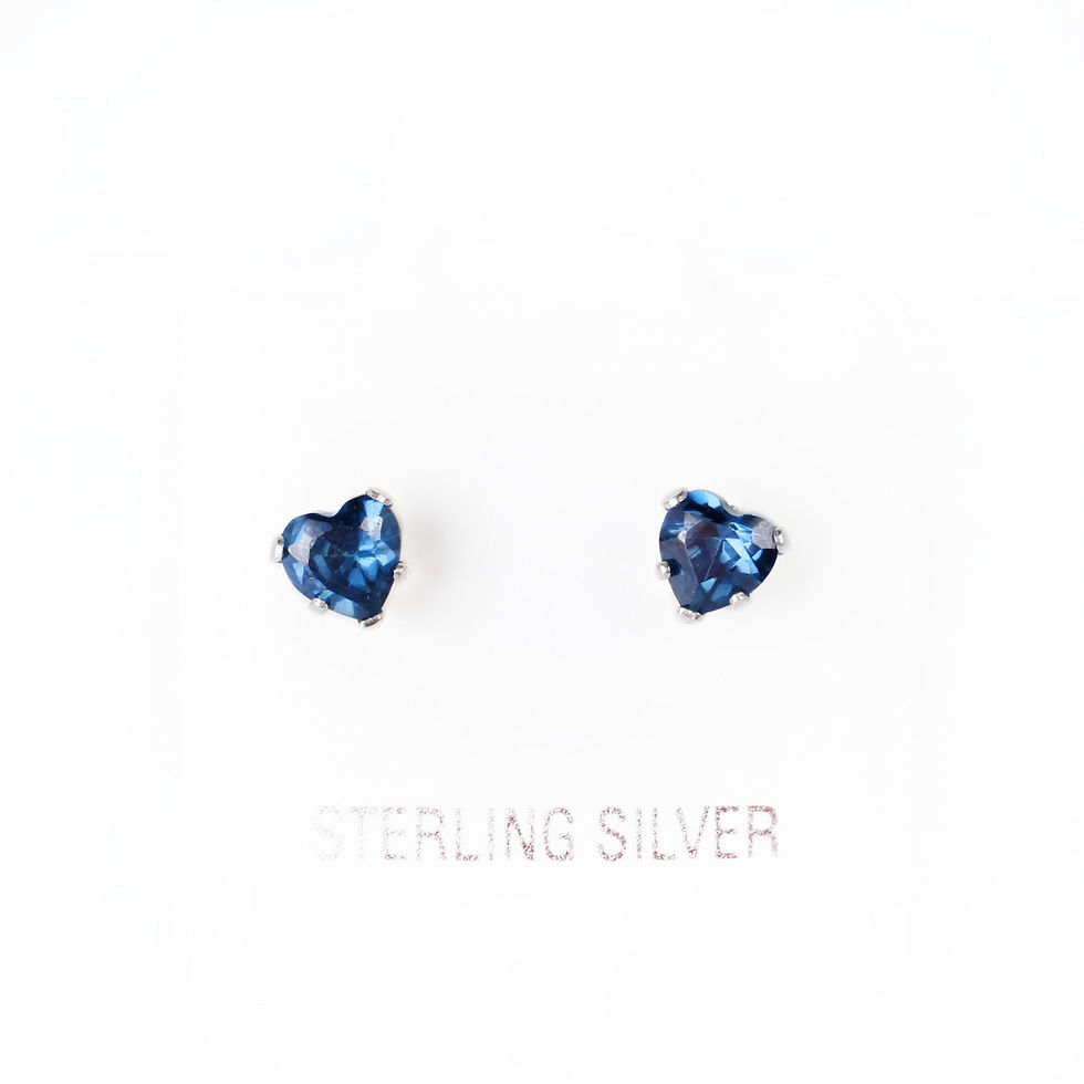 September Birthstone Blue Sapphire Heart Studs