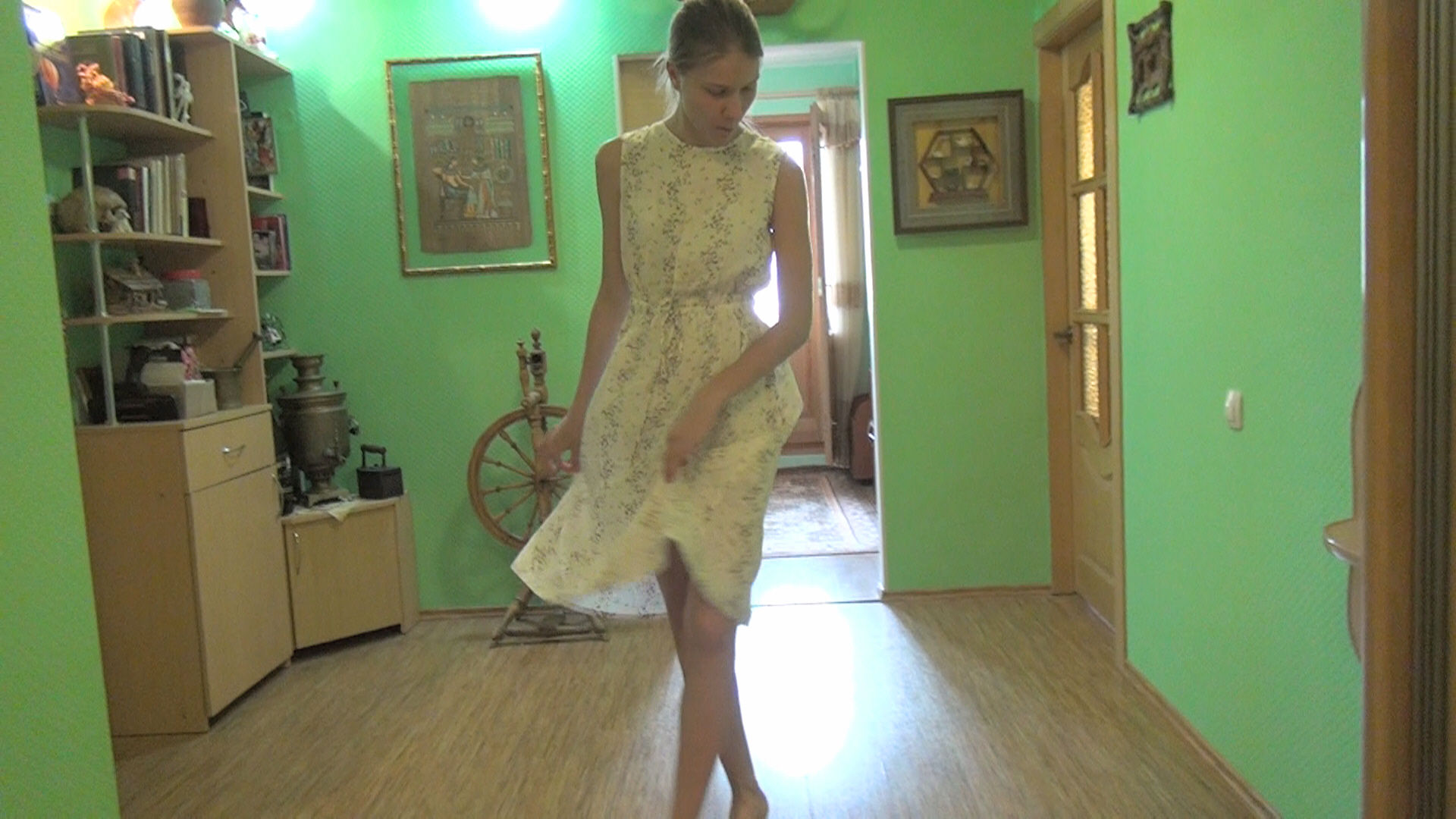 Trying on dresses