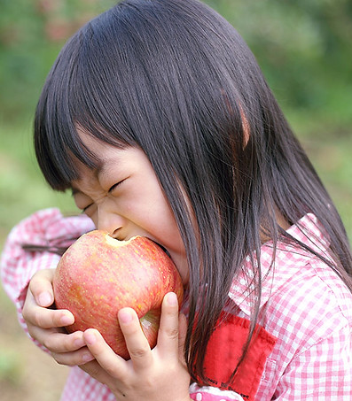 りんごを食べる女の子