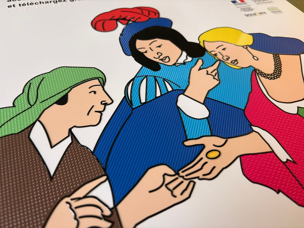 Focus sur un panneau en relief et couleurs contrastées