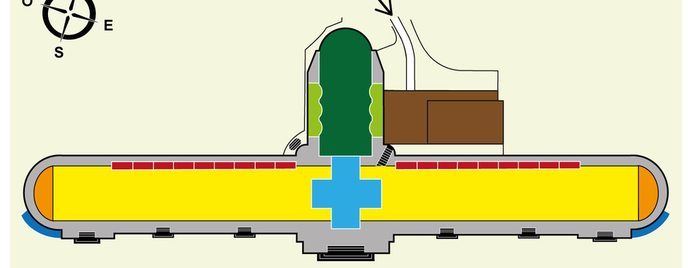 plan de l'ossuaire en agrandi et couleurs contrastées