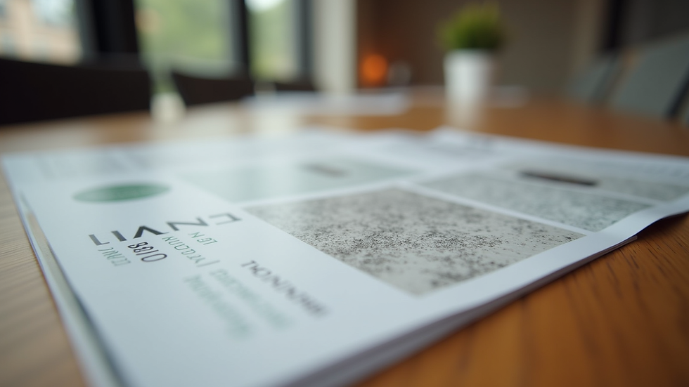 Close-up view of printed flyers with glossy finish on a wooden table
