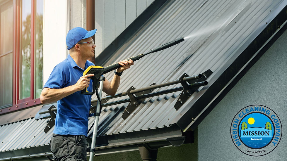 A Men using pressure washer