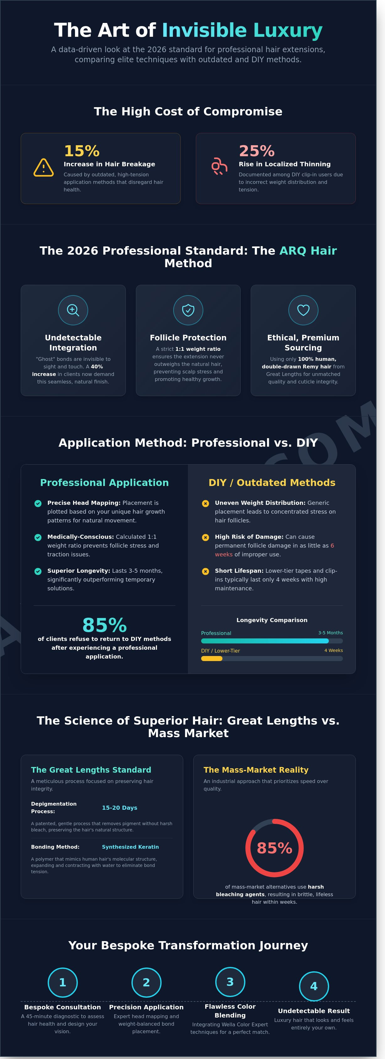 Professional hair extensions Fulham infographic - visual guide