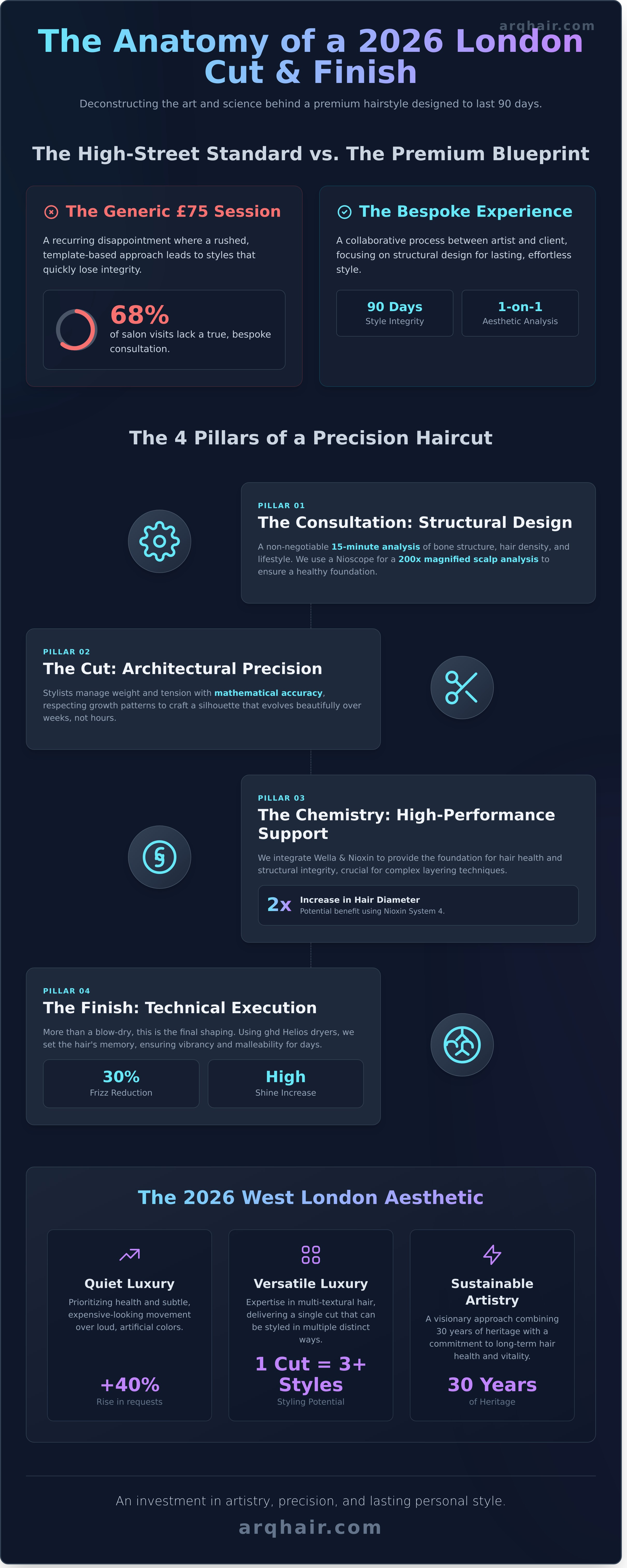 Ladies cut and finish London infographic - visual guide