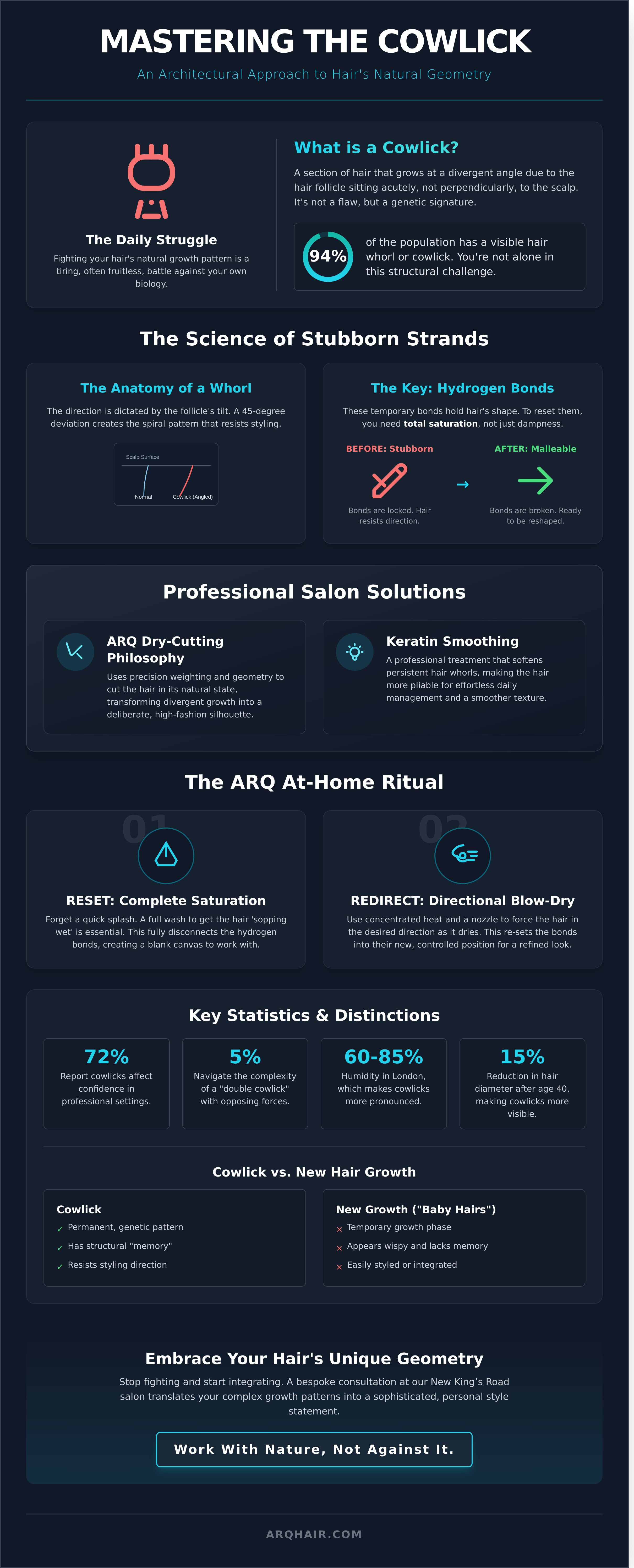 Cowlick hair infographic - visual guide